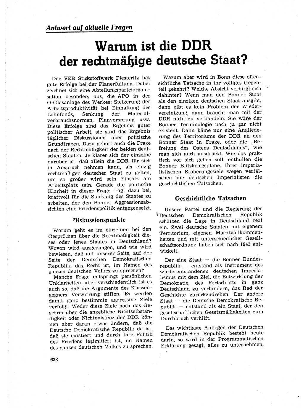 Neuer Weg (NW), Organ des Zentralkomitees (ZK) der SED (Sozialistische Einheitspartei Deutschlands) für Fragen des Parteilebens, 16. Jahrgang [Deutsche Demokratische Republik (DDR)] 1961, Seite 638 (NW ZK SED DDR 1961, S. 638)