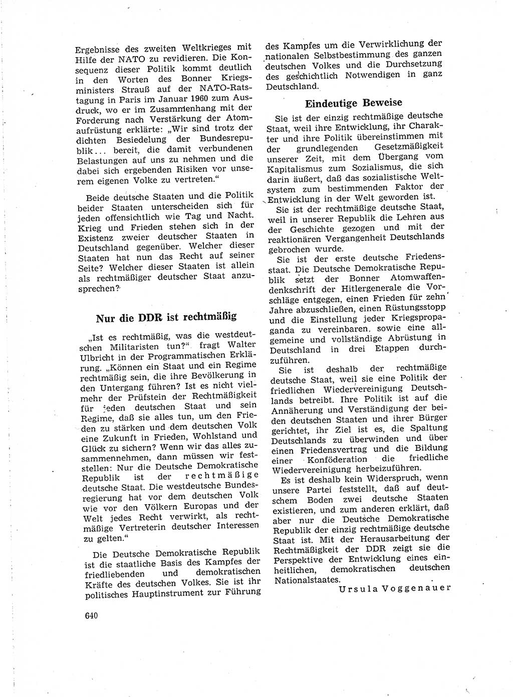 Neuer Weg (NW), Organ des Zentralkomitees (ZK) der SED (Sozialistische Einheitspartei Deutschlands) für Fragen des Parteilebens, 16. Jahrgang [Deutsche Demokratische Republik (DDR)] 1961, Seite 640 (NW ZK SED DDR 1961, S. 640)