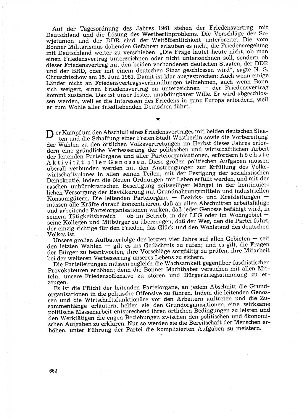 Neuer Weg (NW), Organ des Zentralkomitees (ZK) der SED (Sozialistische Einheitspartei Deutschlands) für Fragen des Parteilebens, 16. Jahrgang [Deutsche Demokratische Republik (DDR)] 1961, Seite 662 (NW ZK SED DDR 1961, S. 662)