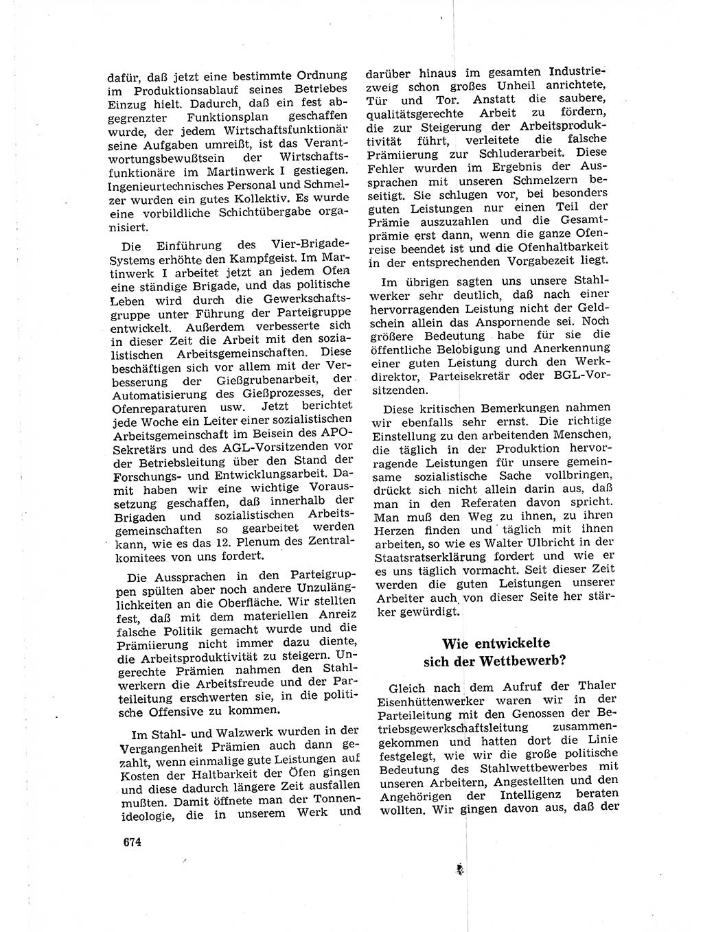 Neuer Weg (NW), Organ des Zentralkomitees (ZK) der SED (Sozialistische Einheitspartei Deutschlands) für Fragen des Parteilebens, 16. Jahrgang [Deutsche Demokratische Republik (DDR)] 1961, Seite 674 (NW ZK SED DDR 1961, S. 674)
