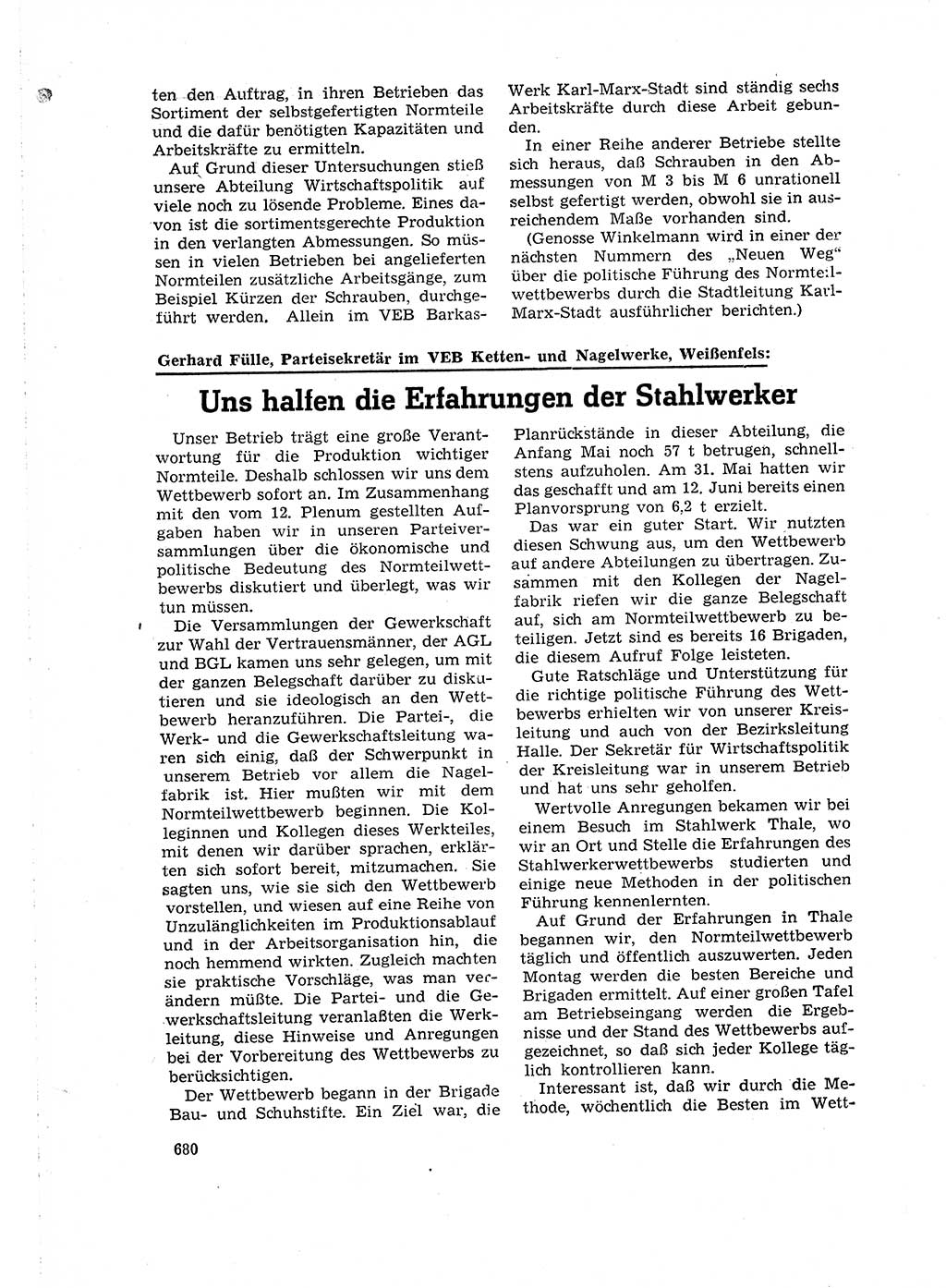 Neuer Weg (NW), Organ des Zentralkomitees (ZK) der SED (Sozialistische Einheitspartei Deutschlands) für Fragen des Parteilebens, 16. Jahrgang [Deutsche Demokratische Republik (DDR)] 1961, Seite 680 (NW ZK SED DDR 1961, S. 680)