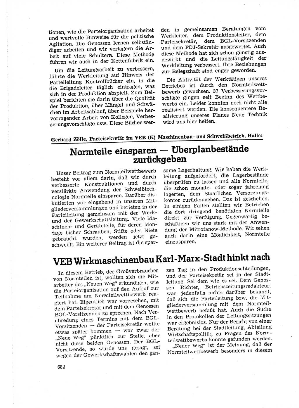 Neuer Weg (NW), Organ des Zentralkomitees (ZK) der SED (Sozialistische Einheitspartei Deutschlands) für Fragen des Parteilebens, 16. Jahrgang [Deutsche Demokratische Republik (DDR)] 1961, Seite 682 (NW ZK SED DDR 1961, S. 682)