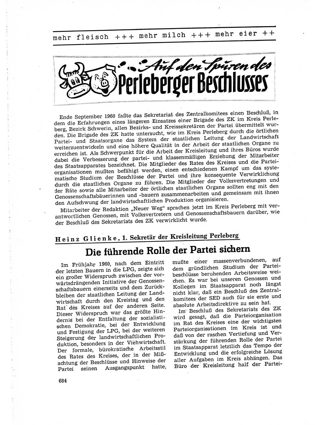 Neuer Weg (NW), Organ des Zentralkomitees (ZK) der SED (Sozialistische Einheitspartei Deutschlands) für Fragen des Parteilebens, 16. Jahrgang [Deutsche Demokratische Republik (DDR)] 1961, Seite 684 (NW ZK SED DDR 1961, S. 684)