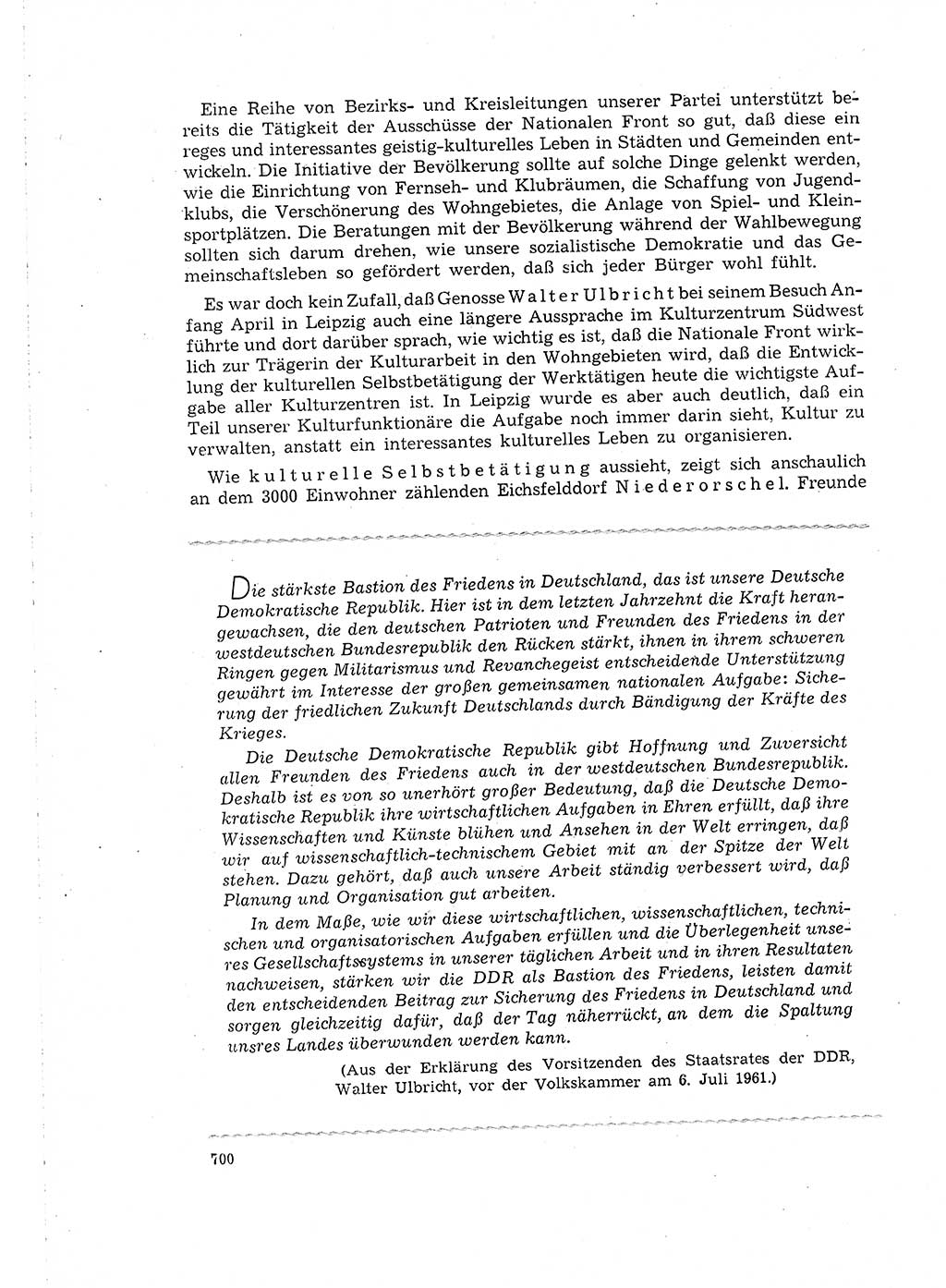 Neuer Weg (NW), Organ des Zentralkomitees (ZK) der SED (Sozialistische Einheitspartei Deutschlands) für Fragen des Parteilebens, 16. Jahrgang [Deutsche Demokratische Republik (DDR)] 1961, Seite 700 (NW ZK SED DDR 1961, S. 700)