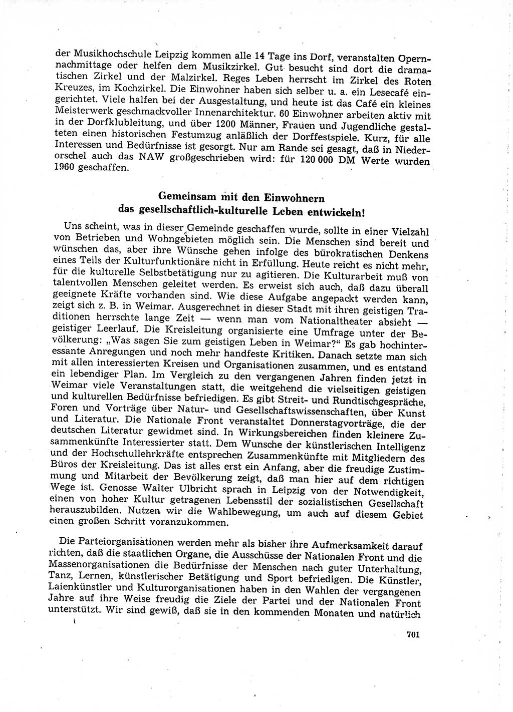 Neuer Weg (NW), Organ des Zentralkomitees (ZK) der SED (Sozialistische Einheitspartei Deutschlands) für Fragen des Parteilebens, 16. Jahrgang [Deutsche Demokratische Republik (DDR)] 1961, Seite 701 (NW ZK SED DDR 1961, S. 701)