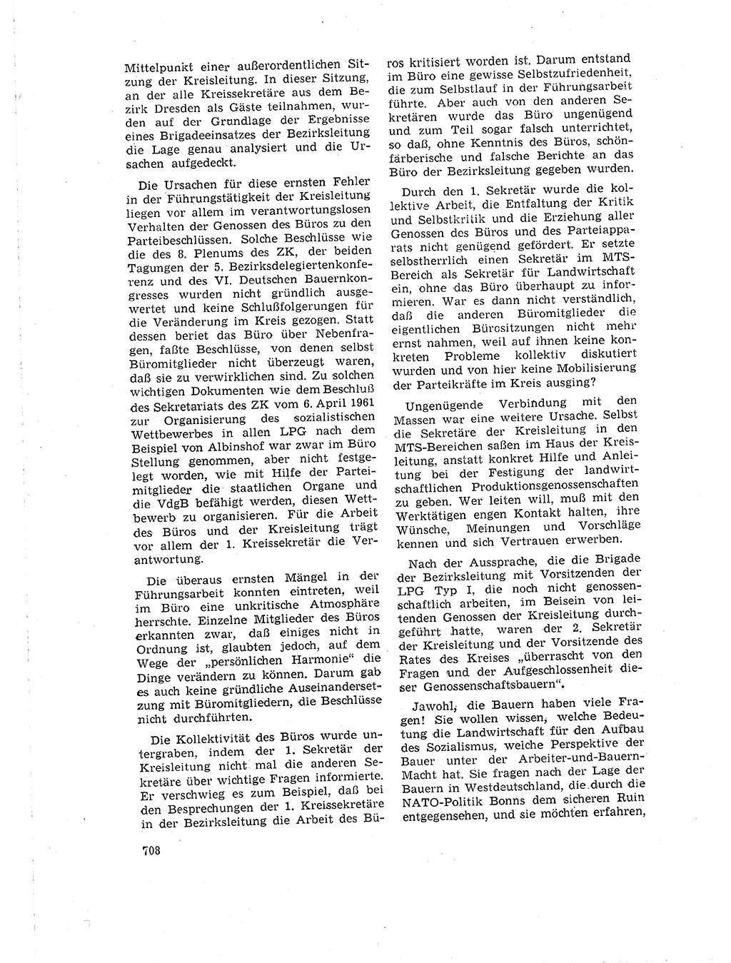 Neuer Weg (NW), Organ des Zentralkomitees (ZK) der SED (Sozialistische Einheitspartei Deutschlands) für Fragen des Parteilebens, 16. Jahrgang [Deutsche Demokratische Republik (DDR)] 1961, Seite 708 (NW ZK SED DDR 1961, S. 708)
