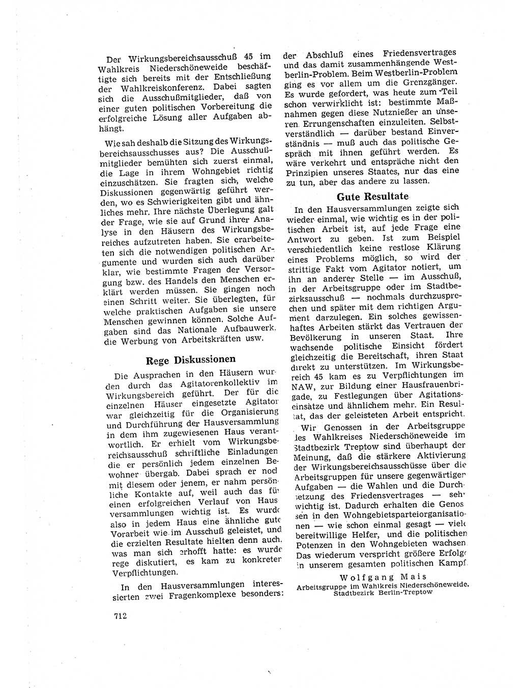 Neuer Weg (NW), Organ des Zentralkomitees (ZK) der SED (Sozialistische Einheitspartei Deutschlands) für Fragen des Parteilebens, 16. Jahrgang [Deutsche Demokratische Republik (DDR)] 1961, Seite 712 (NW ZK SED DDR 1961, S. 712)