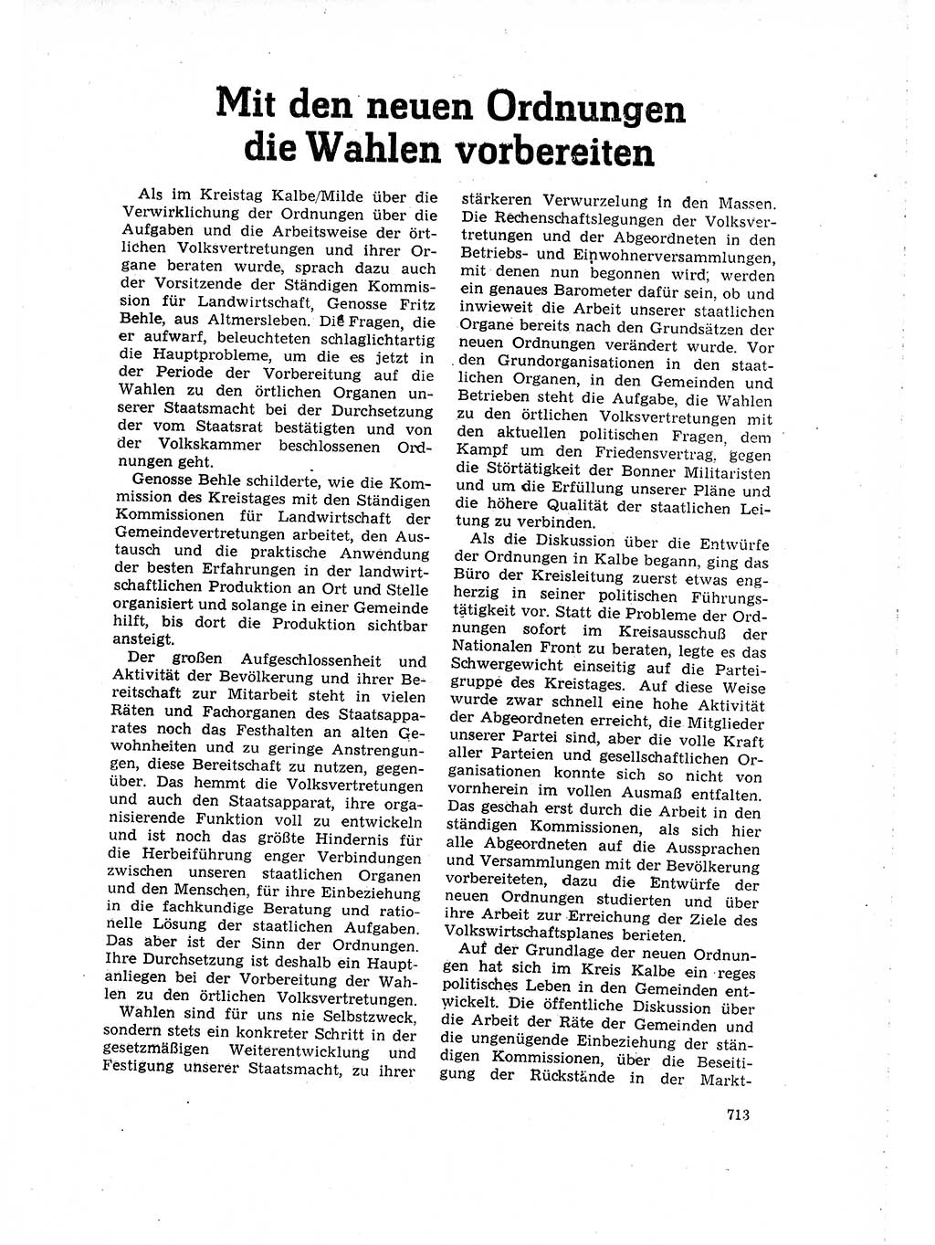 Neuer Weg (NW), Organ des Zentralkomitees (ZK) der SED (Sozialistische Einheitspartei Deutschlands) für Fragen des Parteilebens, 16. Jahrgang [Deutsche Demokratische Republik (DDR)] 1961, Seite 713 (NW ZK SED DDR 1961, S. 713)