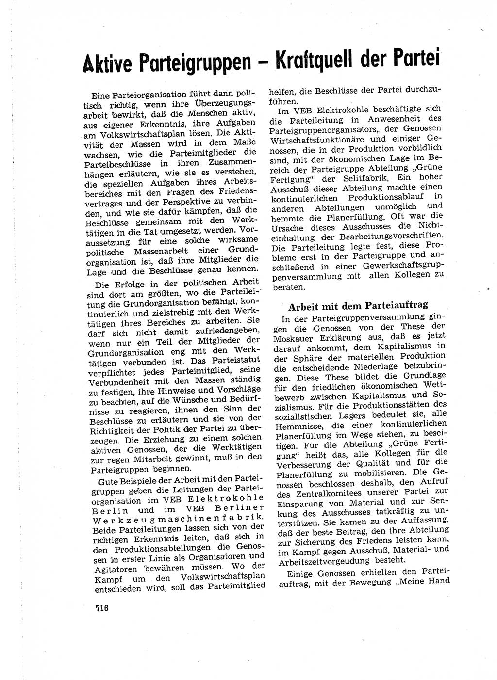 Neuer Weg (NW), Organ des Zentralkomitees (ZK) der SED (Sozialistische Einheitspartei Deutschlands) für Fragen des Parteilebens, 16. Jahrgang [Deutsche Demokratische Republik (DDR)] 1961, Seite 716 (NW ZK SED DDR 1961, S. 716)