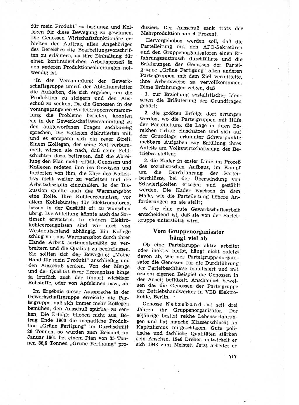 Neuer Weg (NW), Organ des Zentralkomitees (ZK) der SED (Sozialistische Einheitspartei Deutschlands) fÃ¼r Fragen des Parteilebens, 16. Jahrgang [Deutsche Demokratische Republik (DDR)] 1961, Seite 717 (NW ZK SED DDR 1961, S. 717)
