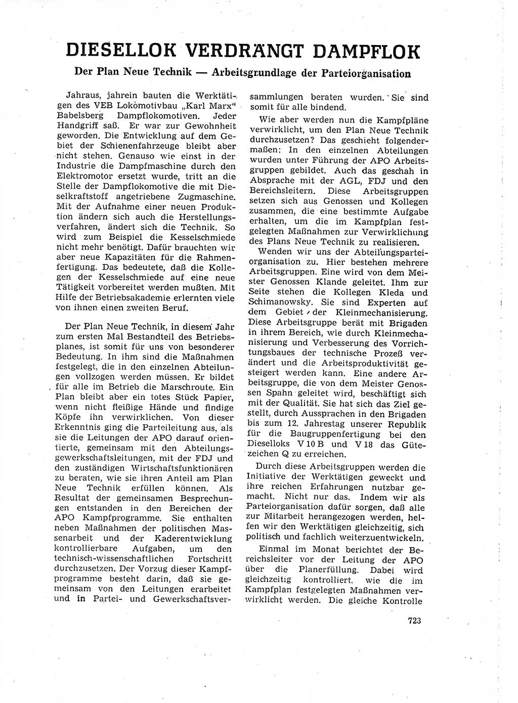 Neuer Weg (NW), Organ des Zentralkomitees (ZK) der SED (Sozialistische Einheitspartei Deutschlands) für Fragen des Parteilebens, 16. Jahrgang [Deutsche Demokratische Republik (DDR)] 1961, Seite 723 (NW ZK SED DDR 1961, S. 723)