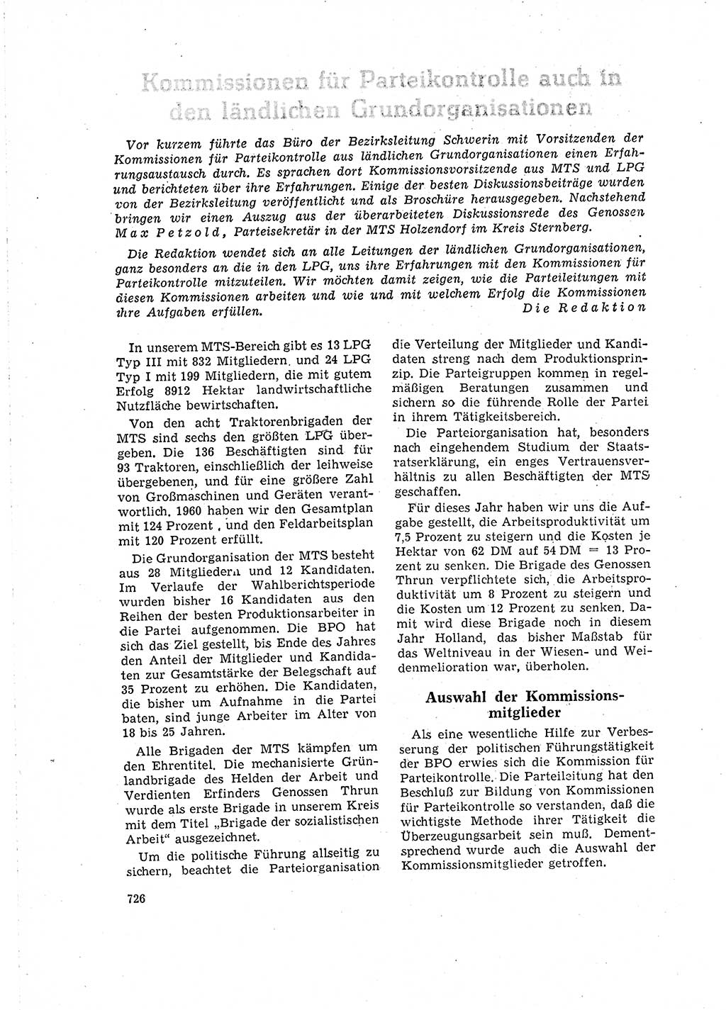 Neuer Weg (NW), Organ des Zentralkomitees (ZK) der SED (Sozialistische Einheitspartei Deutschlands) für Fragen des Parteilebens, 16. Jahrgang [Deutsche Demokratische Republik (DDR)] 1961, Seite 726 (NW ZK SED DDR 1961, S. 726)
