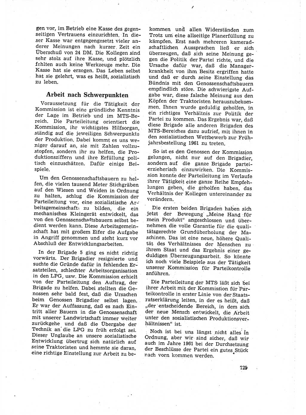Neuer Weg (NW), Organ des Zentralkomitees (ZK) der SED (Sozialistische Einheitspartei Deutschlands) für Fragen des Parteilebens, 16. Jahrgang [Deutsche Demokratische Republik (DDR)] 1961, Seite 729 (NW ZK SED DDR 1961, S. 729)