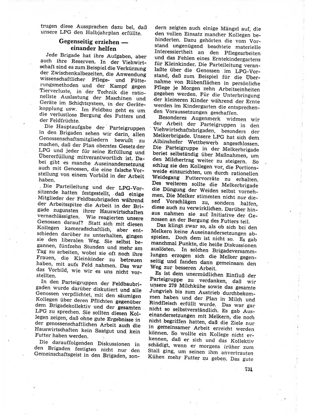 Neuer Weg (NW), Organ des Zentralkomitees (ZK) der SED (Sozialistische Einheitspartei Deutschlands) für Fragen des Parteilebens, 16. Jahrgang [Deutsche Demokratische Republik (DDR)] 1961, Seite 731 (NW ZK SED DDR 1961, S. 731)