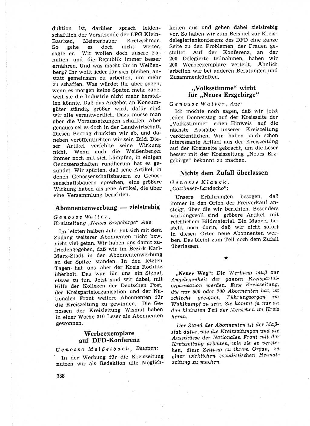 Neuer Weg (NW), Organ des Zentralkomitees (ZK) der SED (Sozialistische Einheitspartei Deutschlands) für Fragen des Parteilebens, 16. Jahrgang [Deutsche Demokratische Republik (DDR)] 1961, Seite 738 (NW ZK SED DDR 1961, S. 738)