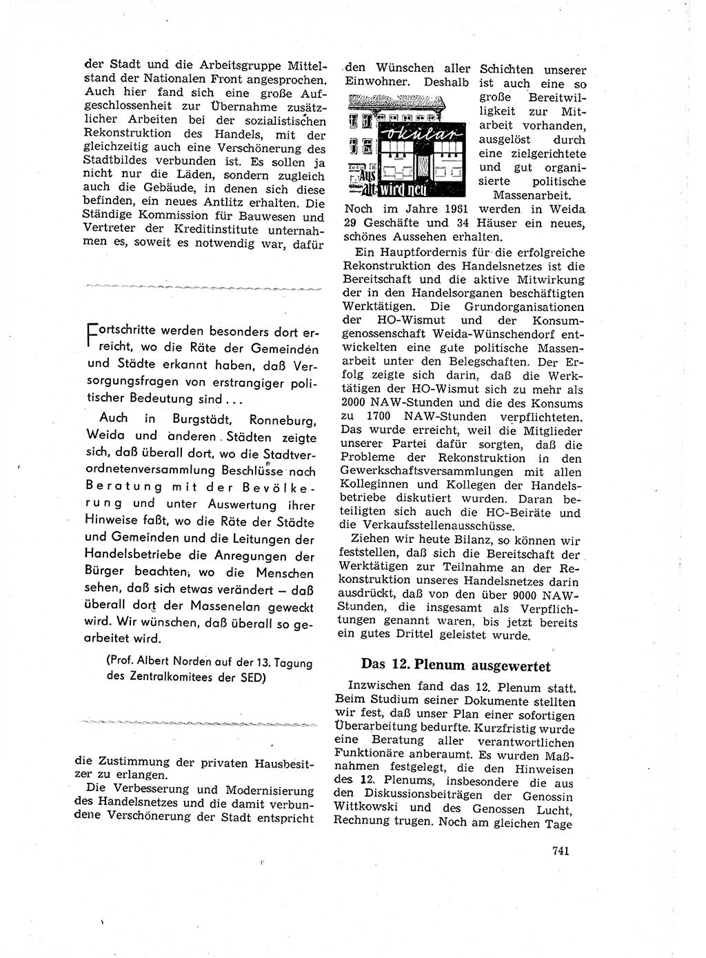 Neuer Weg (NW), Organ des Zentralkomitees (ZK) der SED (Sozialistische Einheitspartei Deutschlands) für Fragen des Parteilebens, 16. Jahrgang [Deutsche Demokratische Republik (DDR)] 1961, Seite 741 (NW ZK SED DDR 1961, S. 741)