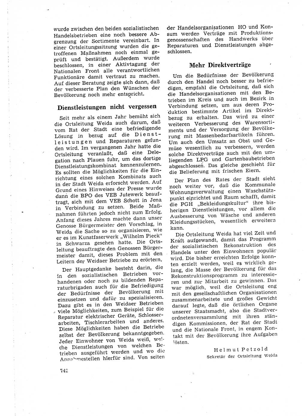 Neuer Weg (NW), Organ des Zentralkomitees (ZK) der SED (Sozialistische Einheitspartei Deutschlands) für Fragen des Parteilebens, 16. Jahrgang [Deutsche Demokratische Republik (DDR)] 1961, Seite 742 (NW ZK SED DDR 1961, S. 742)