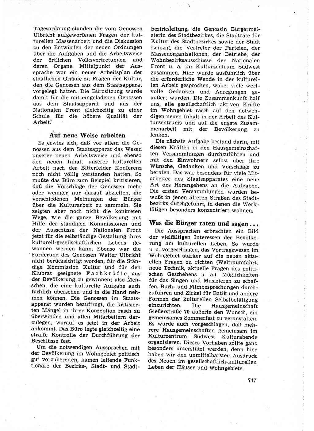 Neuer Weg (NW), Organ des Zentralkomitees (ZK) der SED (Sozialistische Einheitspartei Deutschlands) für Fragen des Parteilebens, 16. Jahrgang [Deutsche Demokratische Republik (DDR)] 1961, Seite 747 (NW ZK SED DDR 1961, S. 747)