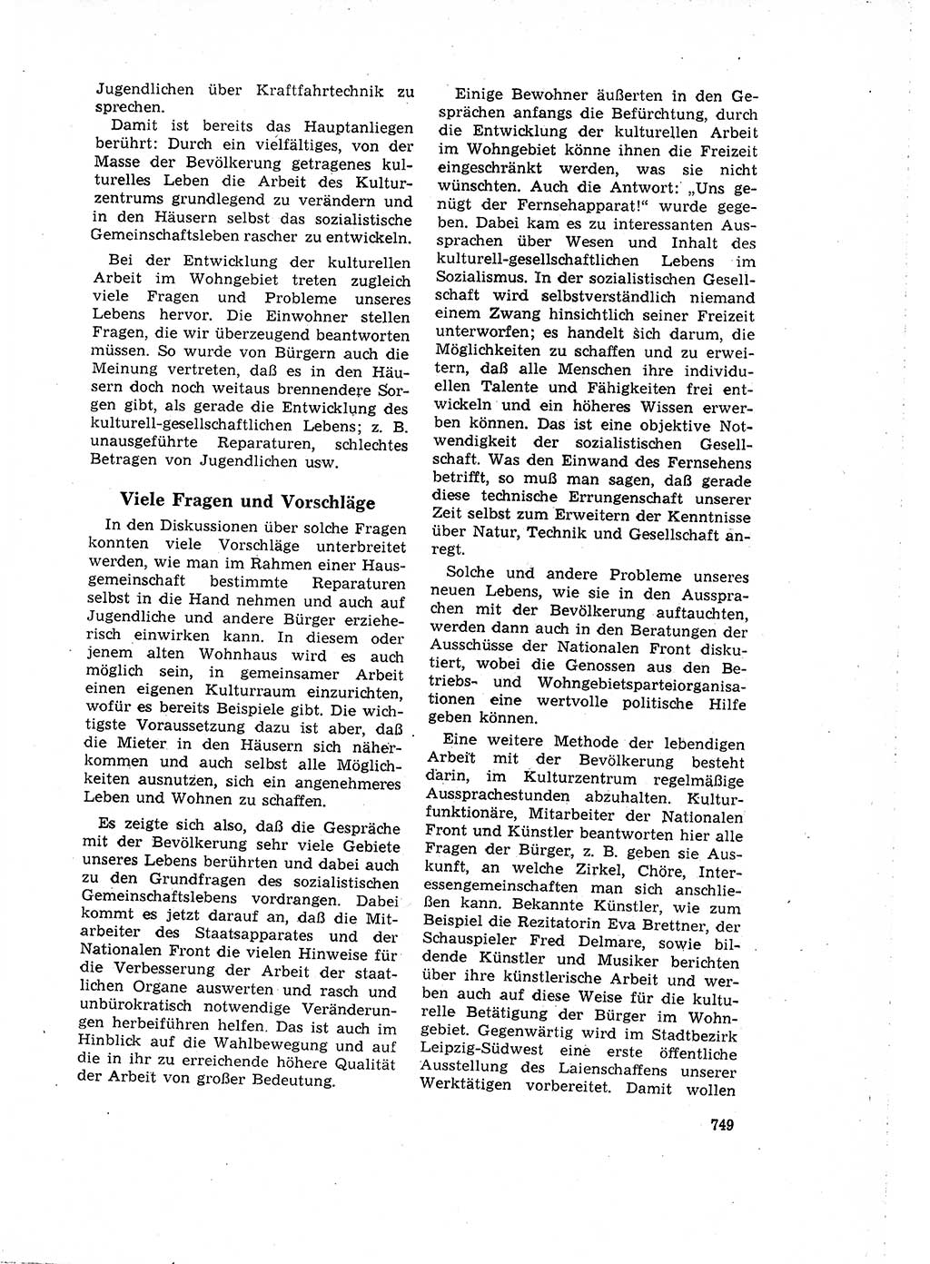 Neuer Weg (NW), Organ des Zentralkomitees (ZK) der SED (Sozialistische Einheitspartei Deutschlands) für Fragen des Parteilebens, 16. Jahrgang [Deutsche Demokratische Republik (DDR)] 1961, Seite 749 (NW ZK SED DDR 1961, S. 749)