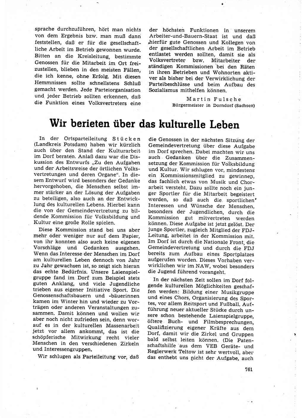 Neuer Weg (NW), Organ des Zentralkomitees (ZK) der SED (Sozialistische Einheitspartei Deutschlands) für Fragen des Parteilebens, 16. Jahrgang [Deutsche Demokratische Republik (DDR)] 1961, Seite 761 (NW ZK SED DDR 1961, S. 761)