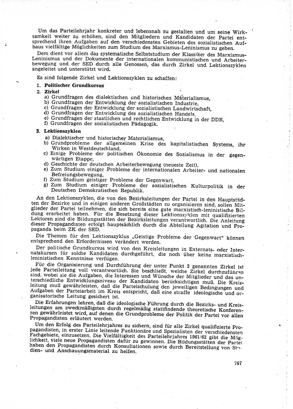 Neuer Weg (NW), Organ des Zentralkomitees (ZK) der SED (Sozialistische Einheitspartei Deutschlands) für Fragen des Parteilebens, 16. Jahrgang [Deutsche Demokratische Republik (DDR)] 1961, Seite 767 (NW ZK SED DDR 1961, S. 767)