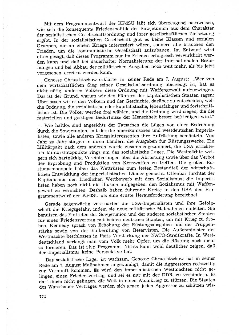 Neuer Weg (NW), Organ des Zentralkomitees (ZK) der SED (Sozialistische Einheitspartei Deutschlands) für Fragen des Parteilebens, 16. Jahrgang [Deutsche Demokratische Republik (DDR)] 1961, Seite 772 (NW ZK SED DDR 1961, S. 772)