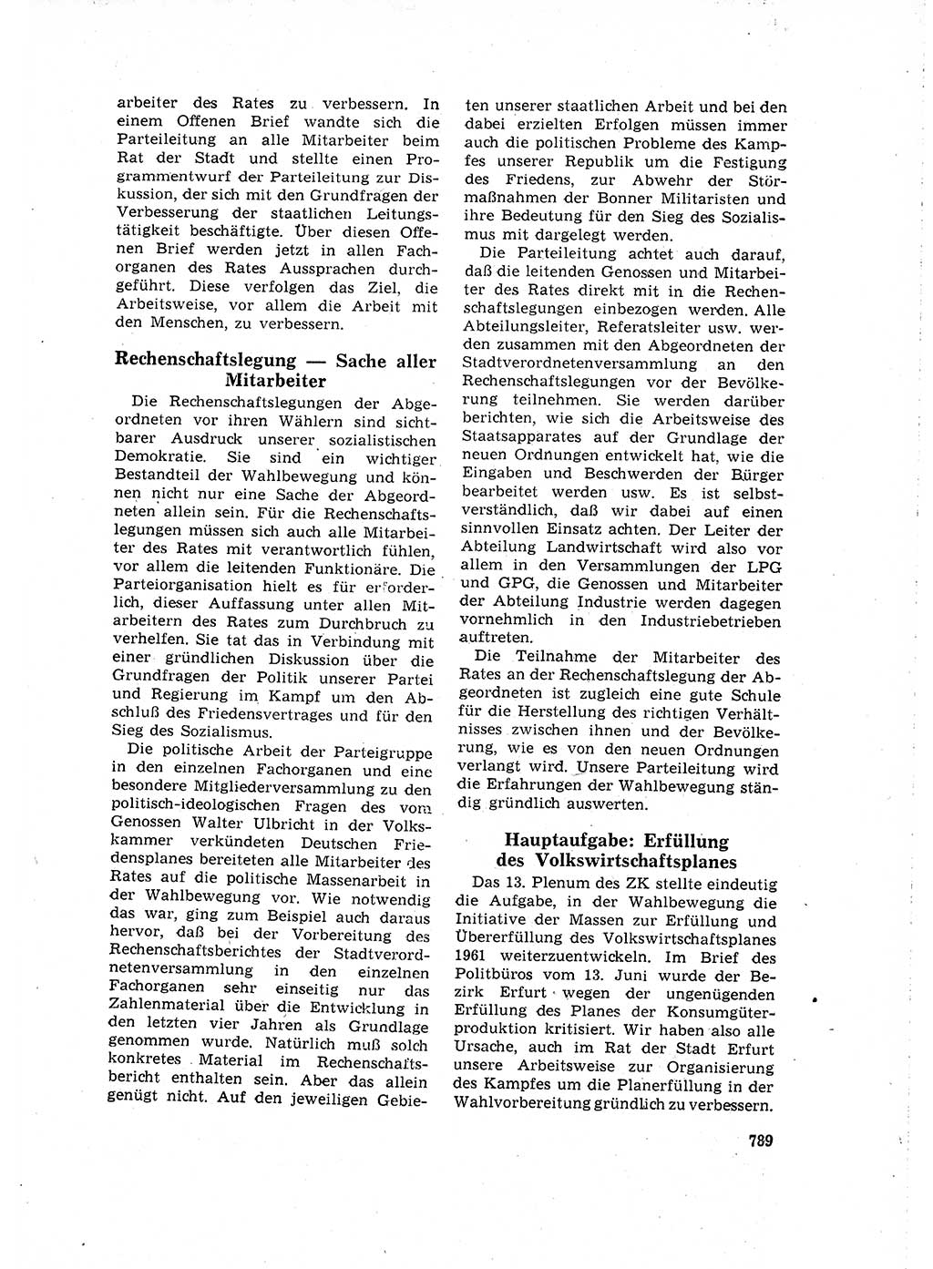 Neuer Weg (NW), Organ des Zentralkomitees (ZK) der SED (Sozialistische Einheitspartei Deutschlands) für Fragen des Parteilebens, 16. Jahrgang [Deutsche Demokratische Republik (DDR)] 1961, Seite 789 (NW ZK SED DDR 1961, S. 789)