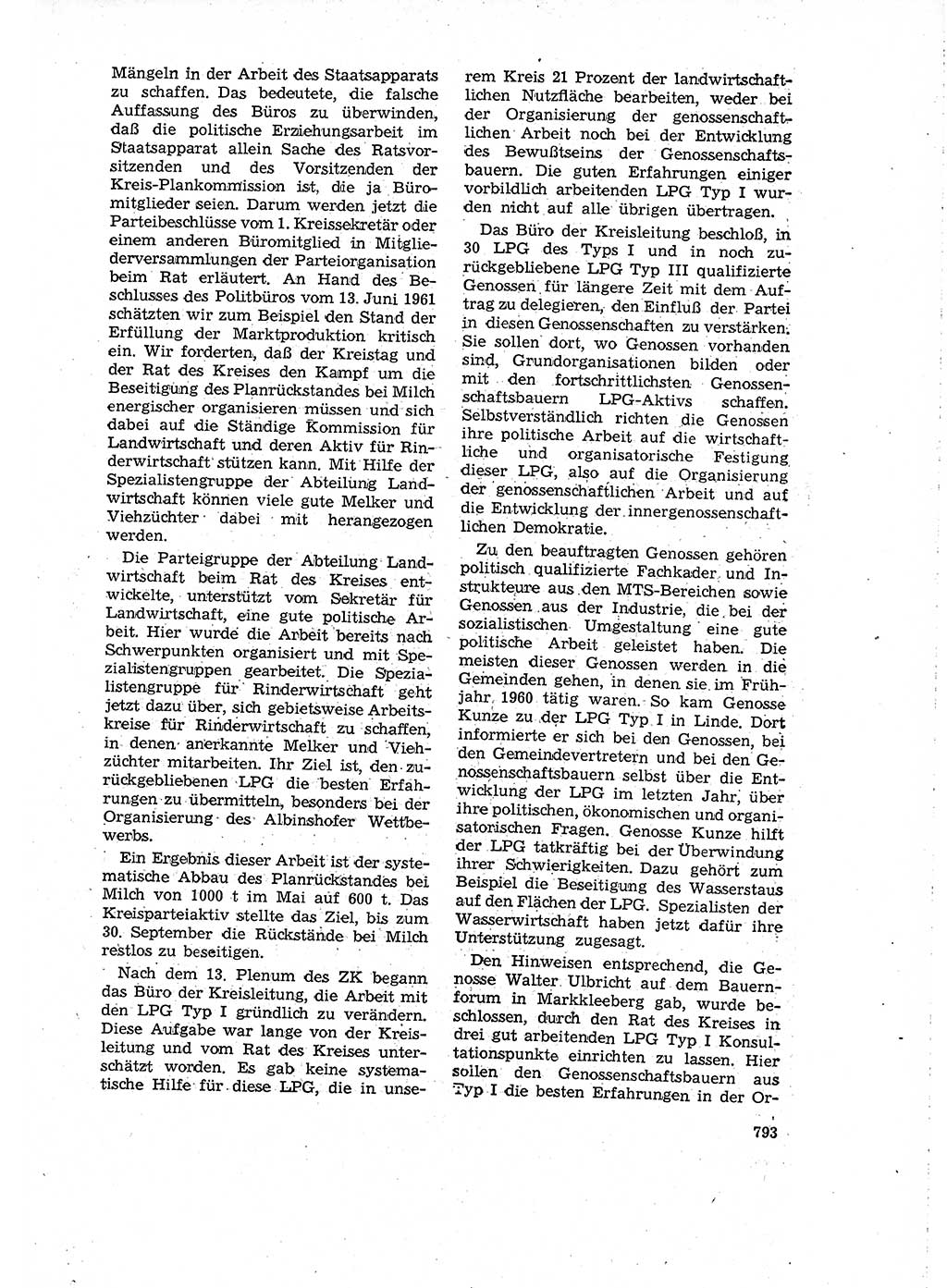 Neuer Weg (NW), Organ des Zentralkomitees (ZK) der SED (Sozialistische Einheitspartei Deutschlands) für Fragen des Parteilebens, 16. Jahrgang [Deutsche Demokratische Republik (DDR)] 1961, Seite 793 (NW ZK SED DDR 1961, S. 793)