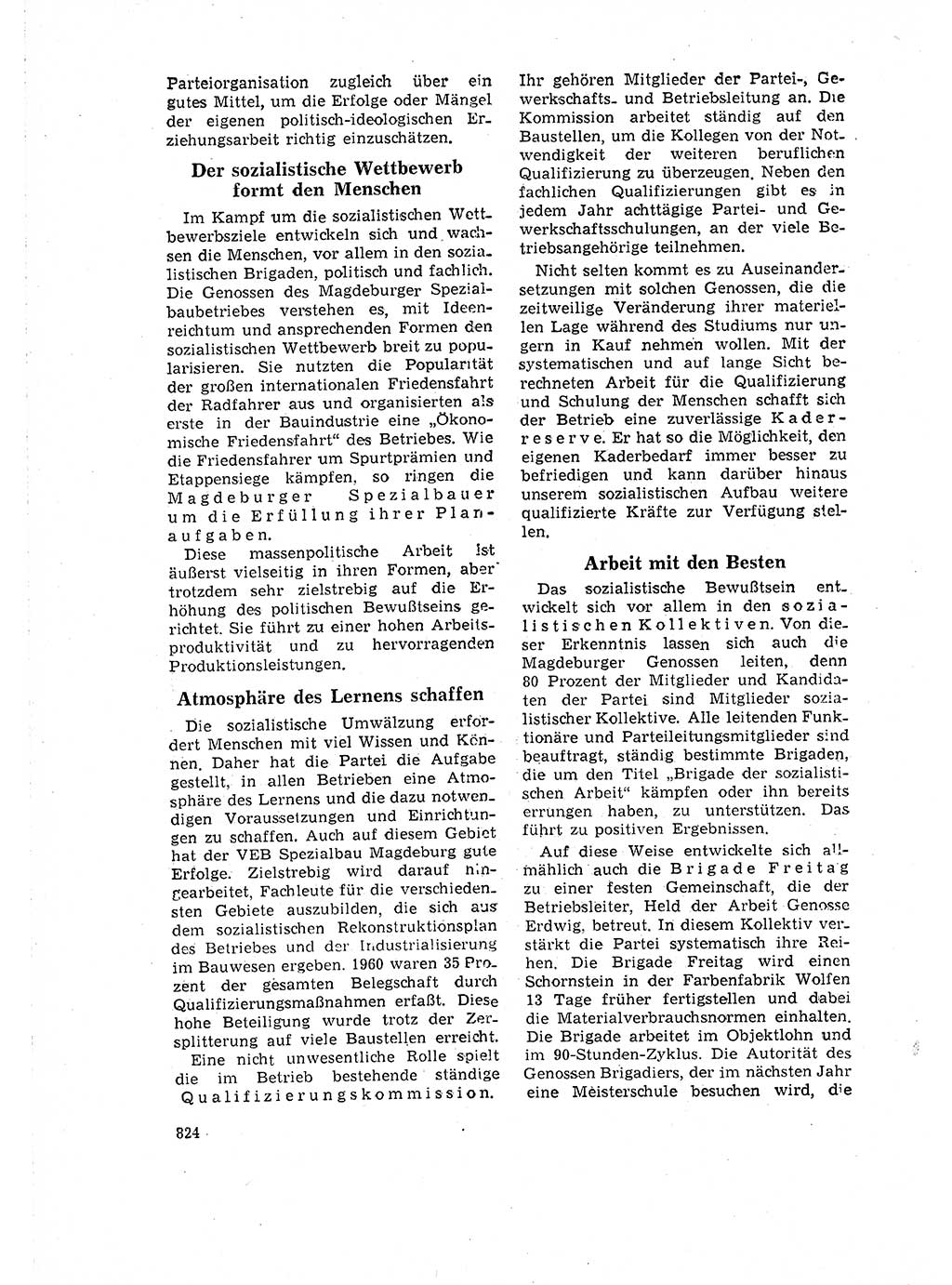 Neuer Weg (NW), Organ des Zentralkomitees (ZK) der SED (Sozialistische Einheitspartei Deutschlands) für Fragen des Parteilebens, 16. Jahrgang [Deutsche Demokratische Republik (DDR)] 1961, Seite 824 (NW ZK SED DDR 1961, S. 824)