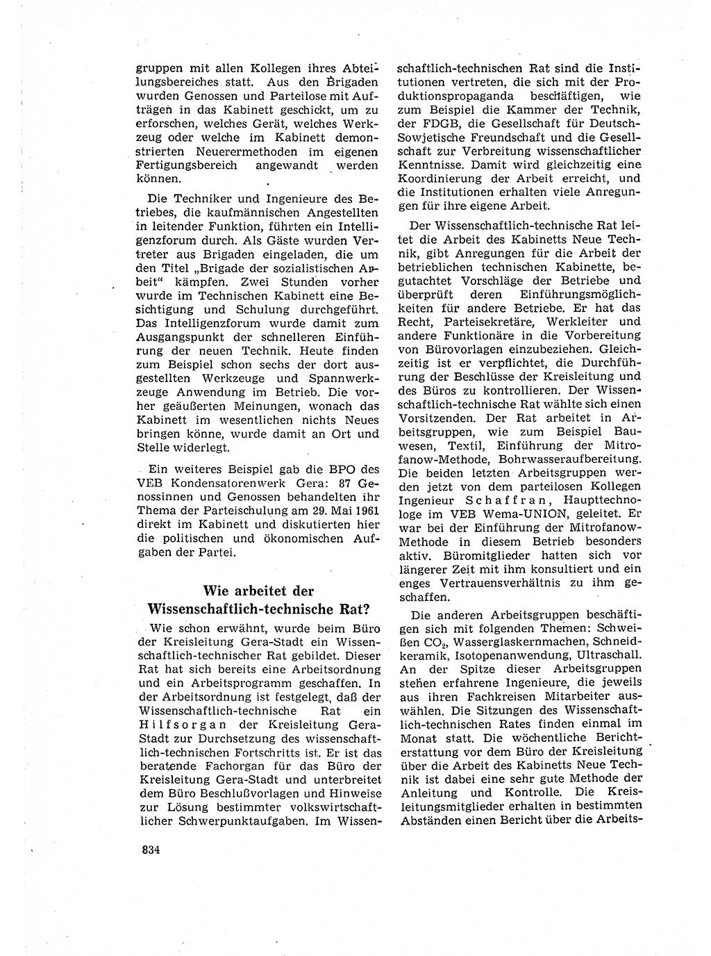 Neuer Weg (NW), Organ des Zentralkomitees (ZK) der SED (Sozialistische Einheitspartei Deutschlands) für Fragen des Parteilebens, 16. Jahrgang [Deutsche Demokratische Republik (DDR)] 1961, Seite 834 (NW ZK SED DDR 1961, S. 834)