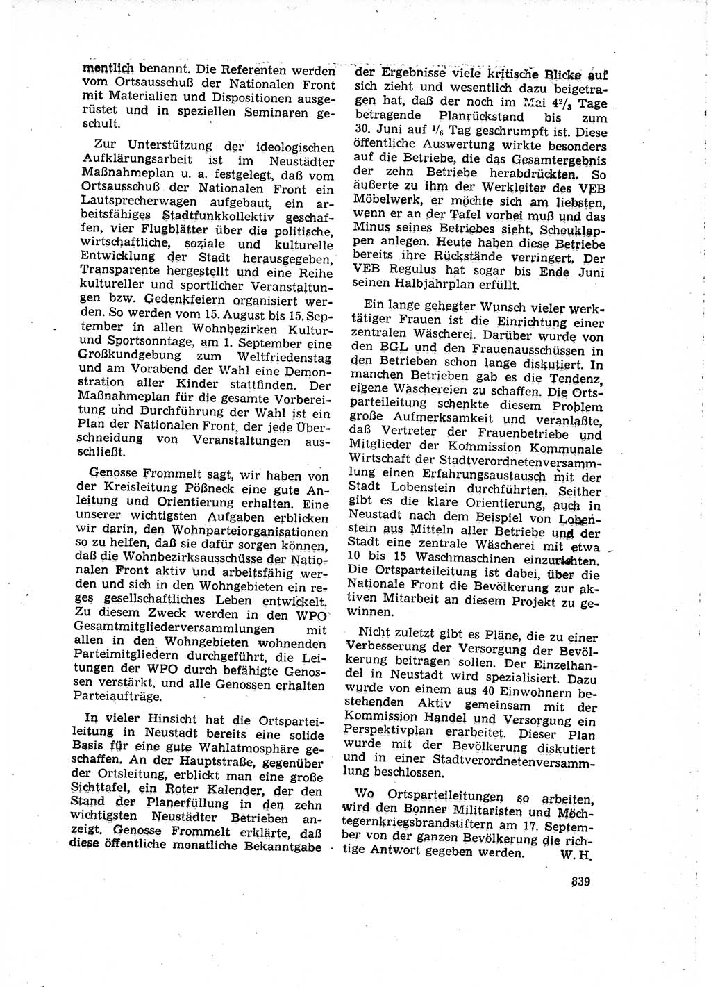 Neuer Weg (NW), Organ des Zentralkomitees (ZK) der SED (Sozialistische Einheitspartei Deutschlands) für Fragen des Parteilebens, 16. Jahrgang [Deutsche Demokratische Republik (DDR)] 1961, Seite 839 (NW ZK SED DDR 1961, S. 839)