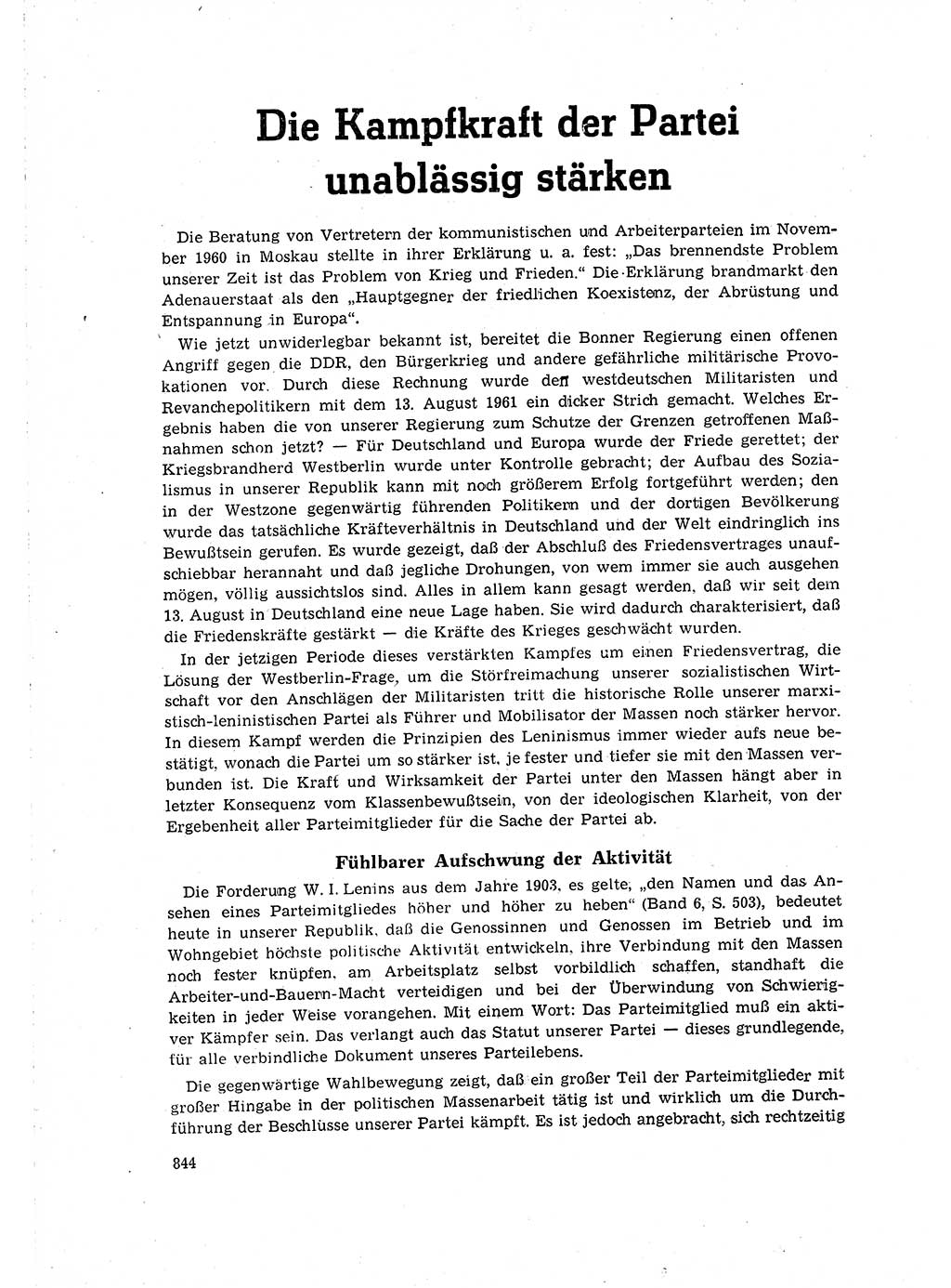 Neuer Weg (NW), Organ des Zentralkomitees (ZK) der SED (Sozialistische Einheitspartei Deutschlands) für Fragen des Parteilebens, 16. Jahrgang [Deutsche Demokratische Republik (DDR)] 1961, Seite 844 (NW ZK SED DDR 1961, S. 844)