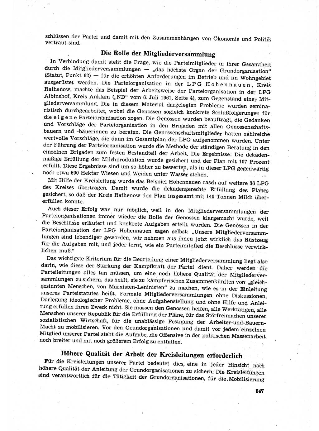Neuer Weg (NW), Organ des Zentralkomitees (ZK) der SED (Sozialistische Einheitspartei Deutschlands) für Fragen des Parteilebens, 16. Jahrgang [Deutsche Demokratische Republik (DDR)] 1961, Seite 847 (NW ZK SED DDR 1961, S. 847)