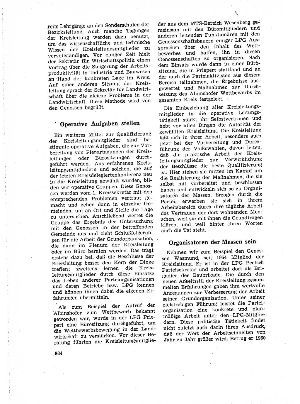 Neuer Weg (NW), Organ des Zentralkomitees (ZK) der SED (Sozialistische Einheitspartei Deutschlands) für Fragen des Parteilebens, 16. Jahrgang [Deutsche Demokratische Republik (DDR)] 1961, Seite 864 (NW ZK SED DDR 1961, S. 864)
