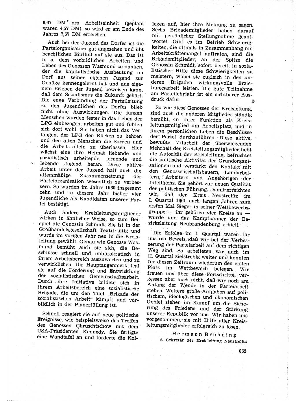 Neuer Weg (NW), Organ des Zentralkomitees (ZK) der SED (Sozialistische Einheitspartei Deutschlands) für Fragen des Parteilebens, 16. Jahrgang [Deutsche Demokratische Republik (DDR)] 1961, Seite 865 (NW ZK SED DDR 1961, S. 865)