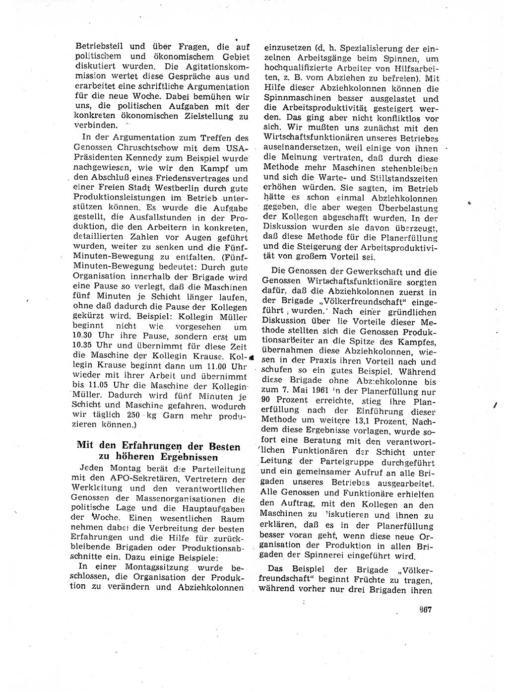 Neuer Weg (NW), Organ des Zentralkomitees (ZK) der SED (Sozialistische Einheitspartei Deutschlands) für Fragen des Parteilebens, 16. Jahrgang [Deutsche Demokratische Republik (DDR)] 1961, Seite 867 (NW ZK SED DDR 1961, S. 867)