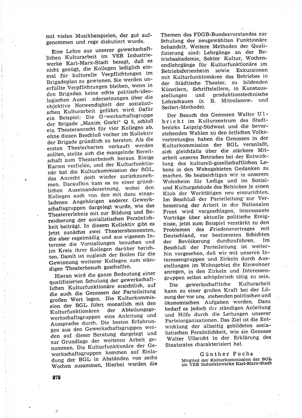 Neuer Weg (NW), Organ des Zentralkomitees (ZK) der SED (Sozialistische Einheitspartei Deutschlands) für Fragen des Parteilebens, 16. Jahrgang [Deutsche Demokratische Republik (DDR)] 1961, Seite 878 (NW ZK SED DDR 1961, S. 878)