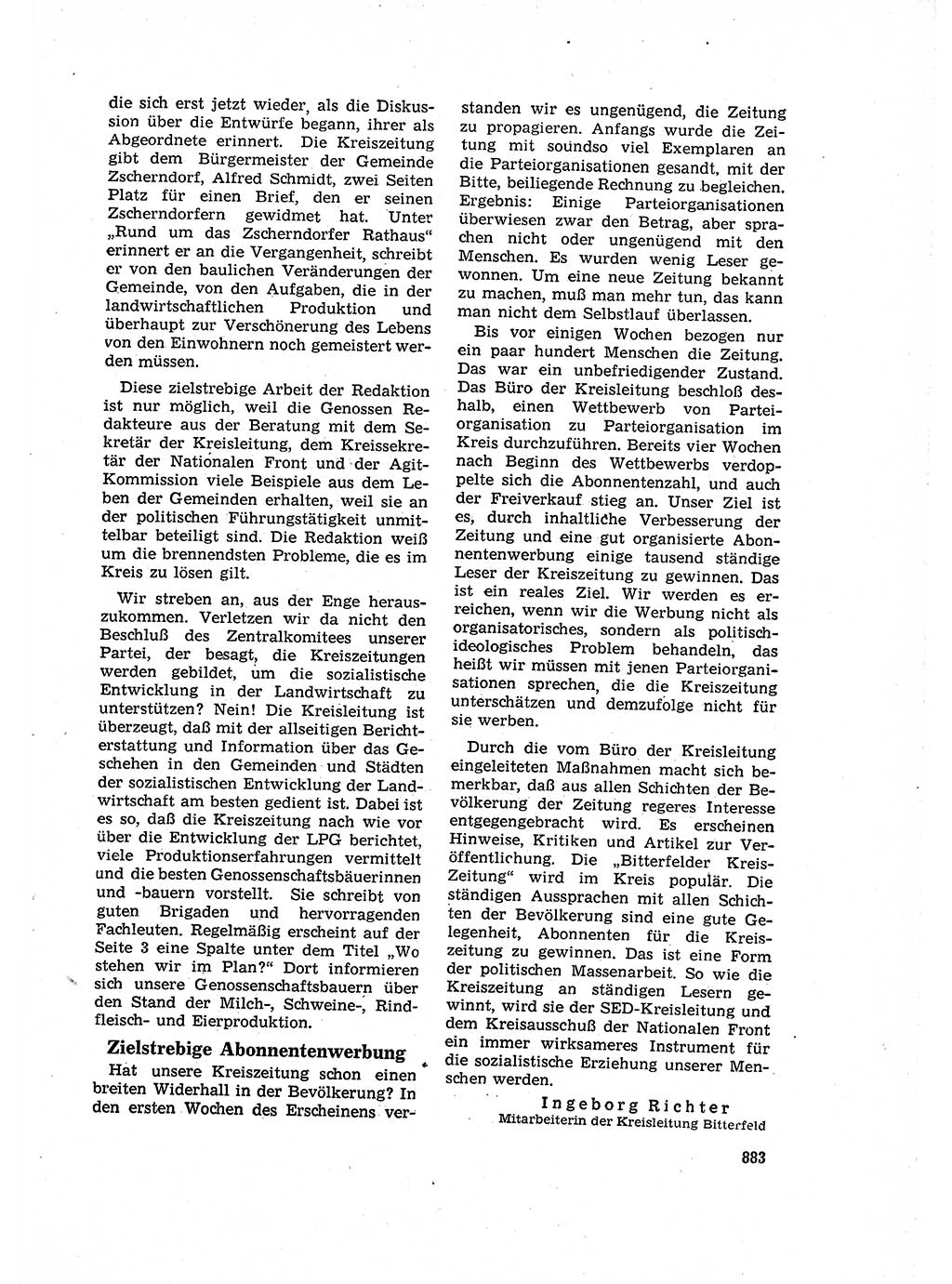 Neuer Weg (NW), Organ des Zentralkomitees (ZK) der SED (Sozialistische Einheitspartei Deutschlands) für Fragen des Parteilebens, 16. Jahrgang [Deutsche Demokratische Republik (DDR)] 1961, Seite 883 (NW ZK SED DDR 1961, S. 883)