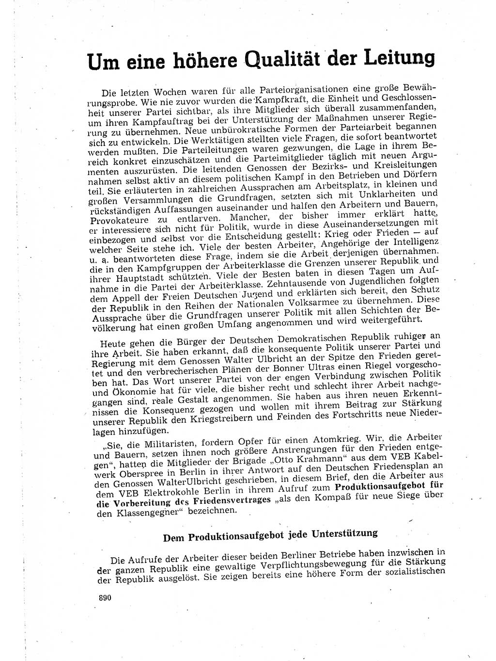 Neuer Weg (NW), Organ des Zentralkomitees (ZK) der SED (Sozialistische Einheitspartei Deutschlands) für Fragen des Parteilebens, 16. Jahrgang [Deutsche Demokratische Republik (DDR)] 1961, Seite 890 (NW ZK SED DDR 1961, S. 890)
