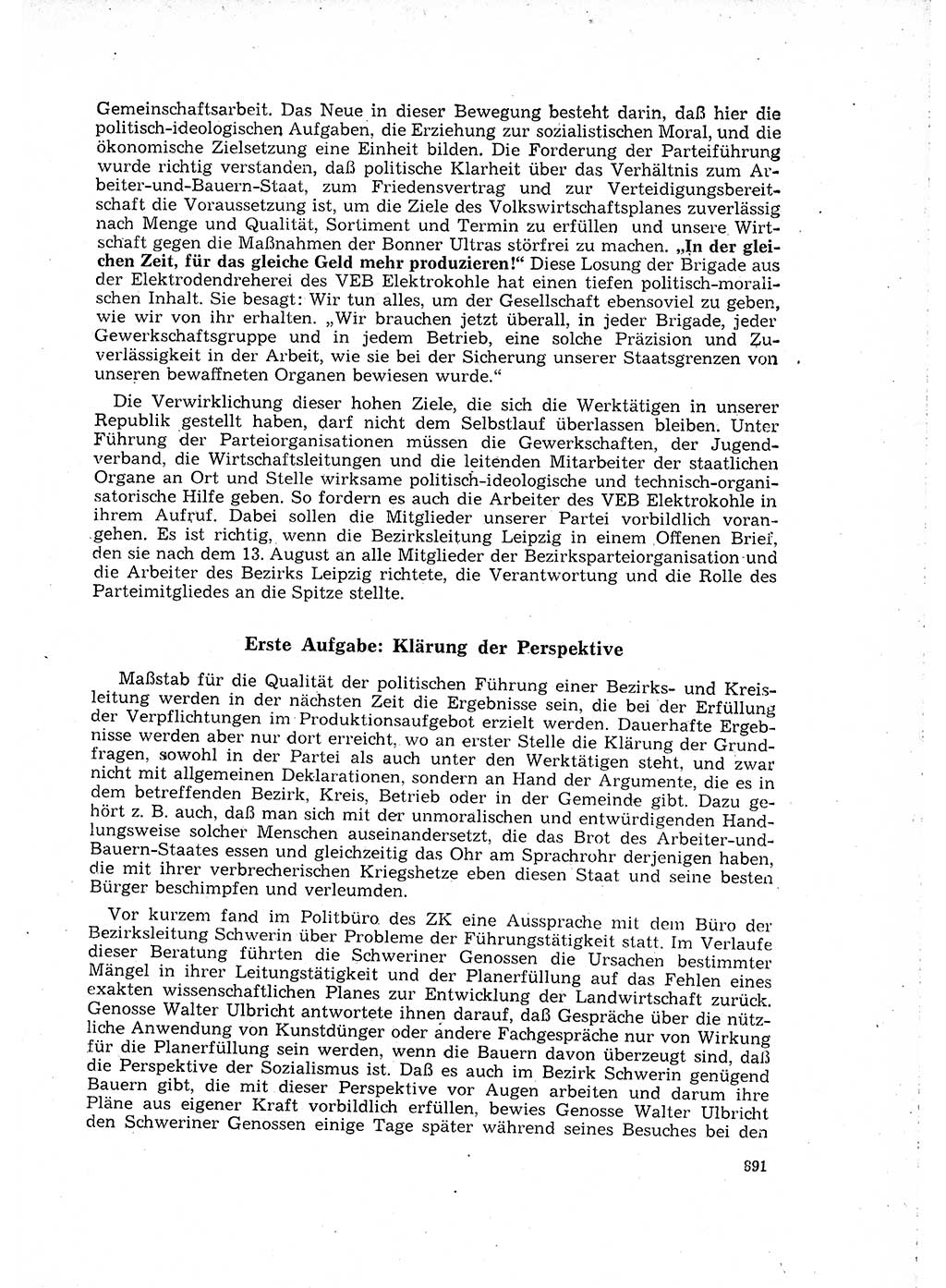 Neuer Weg (NW), Organ des Zentralkomitees (ZK) der SED (Sozialistische Einheitspartei Deutschlands) für Fragen des Parteilebens, 16. Jahrgang [Deutsche Demokratische Republik (DDR)] 1961, Seite 891 (NW ZK SED DDR 1961, S. 891)