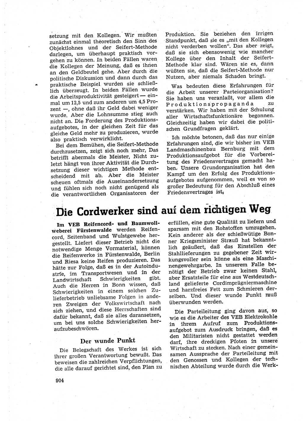 Neuer Weg (NW), Organ des Zentralkomitees (ZK) der SED (Sozialistische Einheitspartei Deutschlands) für Fragen des Parteilebens, 16. Jahrgang [Deutsche Demokratische Republik (DDR)] 1961, Seite 904 (NW ZK SED DDR 1961, S. 904)