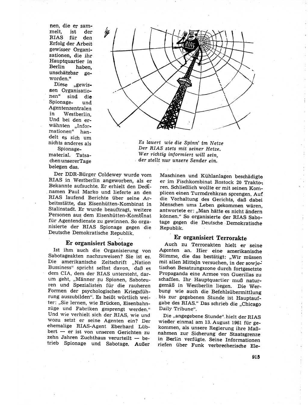 Neuer Weg (NW), Organ des Zentralkomitees (ZK) der SED (Sozialistische Einheitspartei Deutschlands) für Fragen des Parteilebens, 16. Jahrgang [Deutsche Demokratische Republik (DDR)] 1961, Seite 915 (NW ZK SED DDR 1961, S. 915)