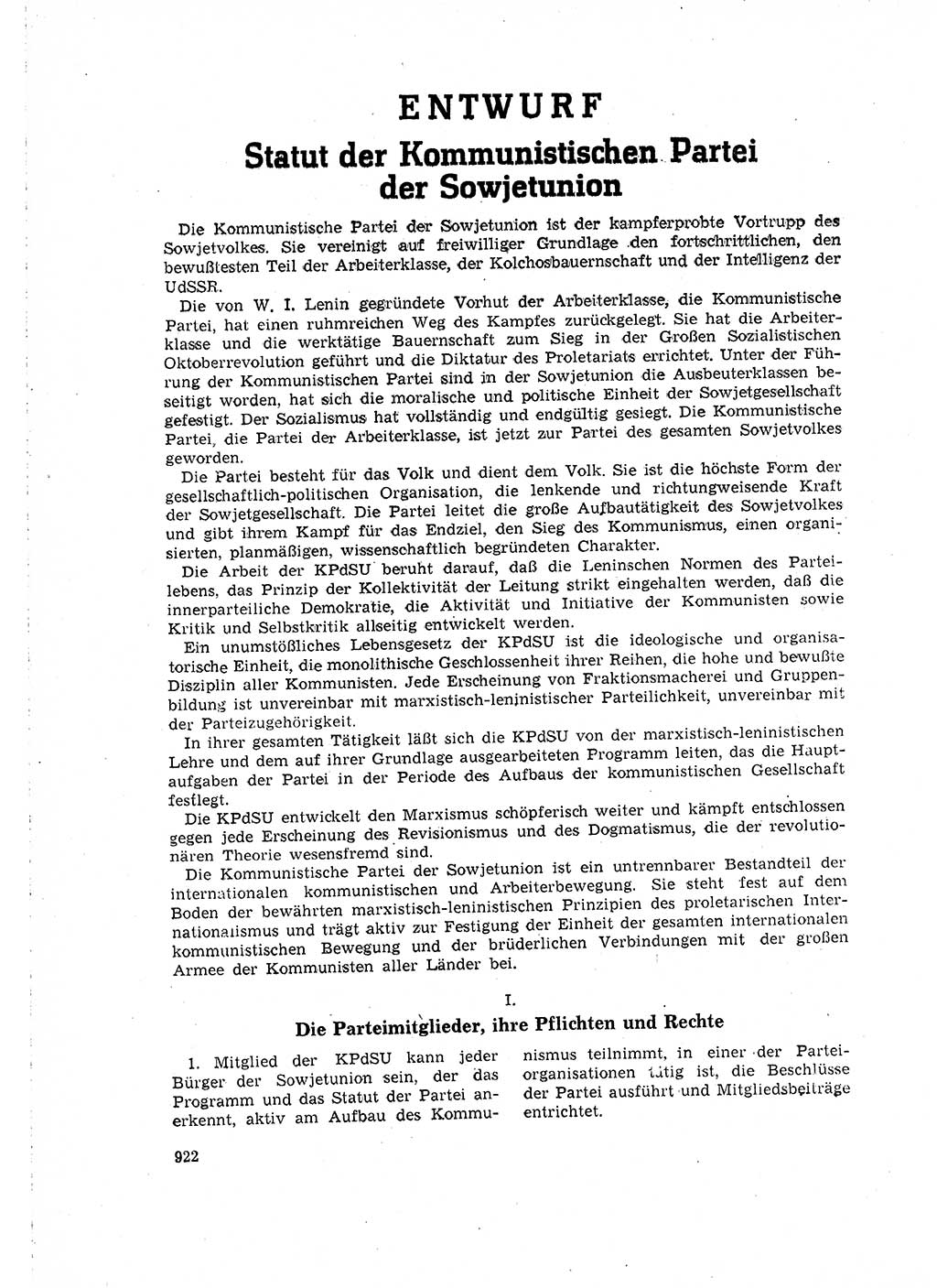 Neuer Weg (NW), Organ des Zentralkomitees (ZK) der SED (Sozialistische Einheitspartei Deutschlands) für Fragen des Parteilebens, 16. Jahrgang [Deutsche Demokratische Republik (DDR)] 1961, Seite 922 (NW ZK SED DDR 1961, S. 922)