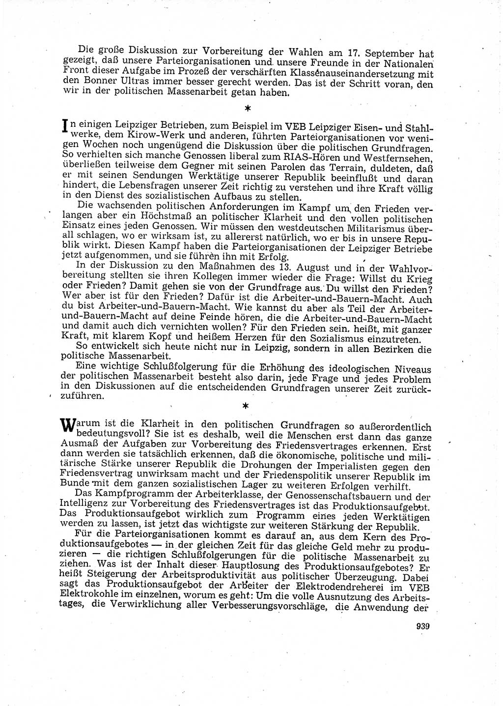 Neuer Weg (NW), Organ des Zentralkomitees (ZK) der SED (Sozialistische Einheitspartei Deutschlands) für Fragen des Parteilebens, 16. Jahrgang [Deutsche Demokratische Republik (DDR)] 1961, Seite 939 (NW ZK SED DDR 1961, S. 939)