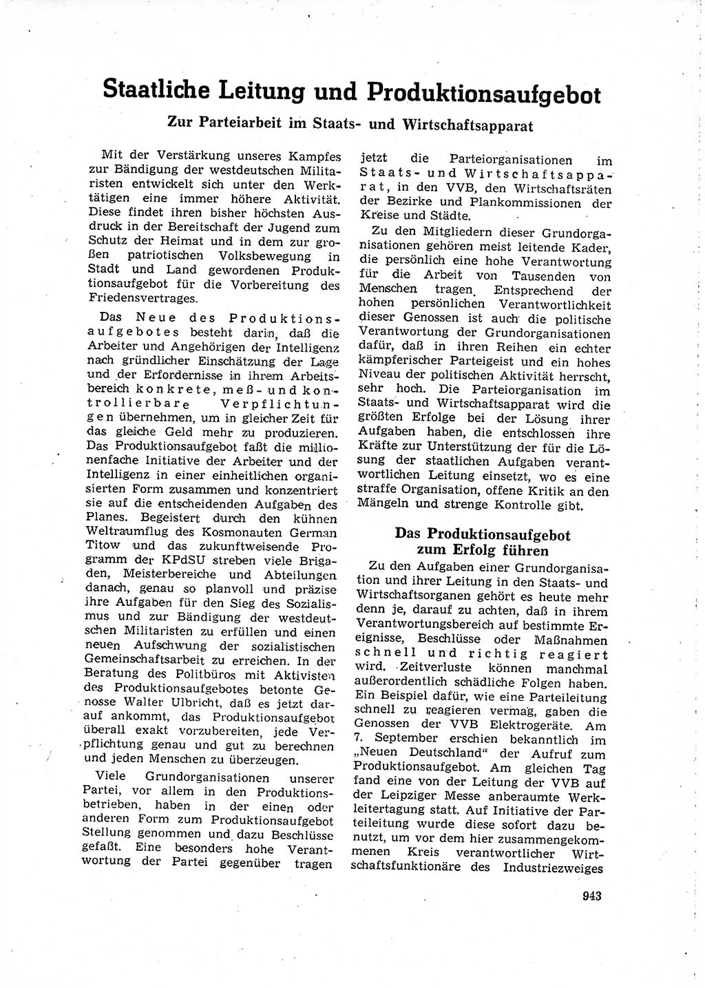 Neuer Weg (NW), Organ des Zentralkomitees (ZK) der SED (Sozialistische Einheitspartei Deutschlands) für Fragen des Parteilebens, 16. Jahrgang [Deutsche Demokratische Republik (DDR)] 1961, Seite 943 (NW ZK SED DDR 1961, S. 943)