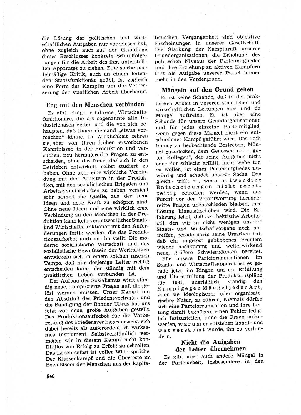 Neuer Weg (NW), Organ des Zentralkomitees (ZK) der SED (Sozialistische Einheitspartei Deutschlands) für Fragen des Parteilebens, 16. Jahrgang [Deutsche Demokratische Republik (DDR)] 1961, Seite 946 (NW ZK SED DDR 1961, S. 946)