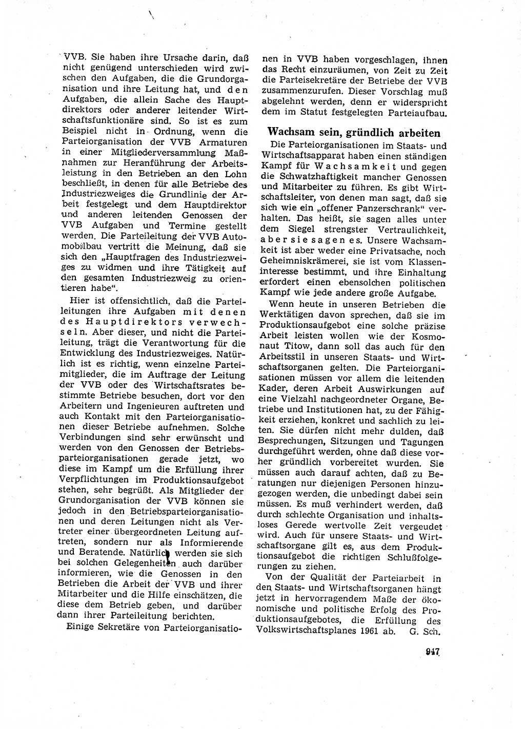 Neuer Weg (NW), Organ des Zentralkomitees (ZK) der SED (Sozialistische Einheitspartei Deutschlands) für Fragen des Parteilebens, 16. Jahrgang [Deutsche Demokratische Republik (DDR)] 1961, Seite 947 (NW ZK SED DDR 1961, S. 947)