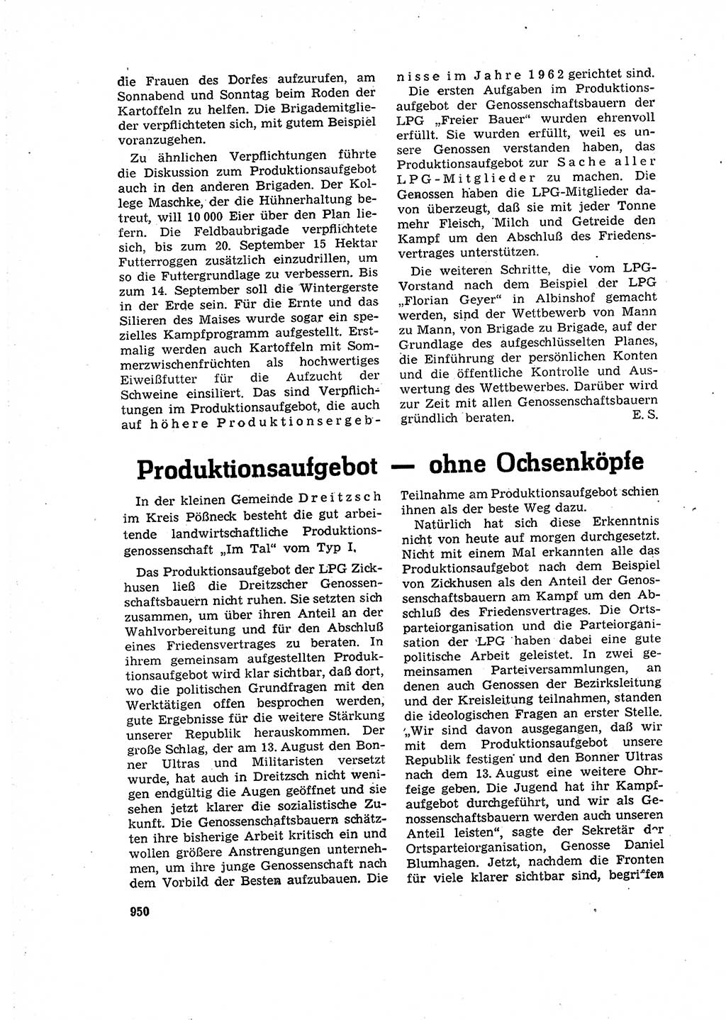 Neuer Weg (NW), Organ des Zentralkomitees (ZK) der SED (Sozialistische Einheitspartei Deutschlands) für Fragen des Parteilebens, 16. Jahrgang [Deutsche Demokratische Republik (DDR)] 1961, Seite 950 (NW ZK SED DDR 1961, S. 950)