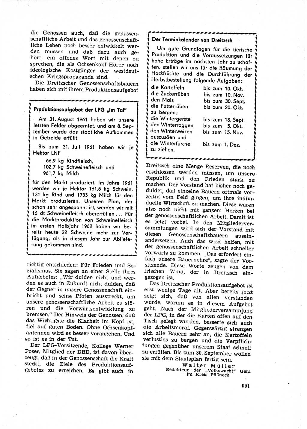 Neuer Weg (NW), Organ des Zentralkomitees (ZK) der SED (Sozialistische Einheitspartei Deutschlands) für Fragen des Parteilebens, 16. Jahrgang [Deutsche Demokratische Republik (DDR)] 1961, Seite 951 (NW ZK SED DDR 1961, S. 951)