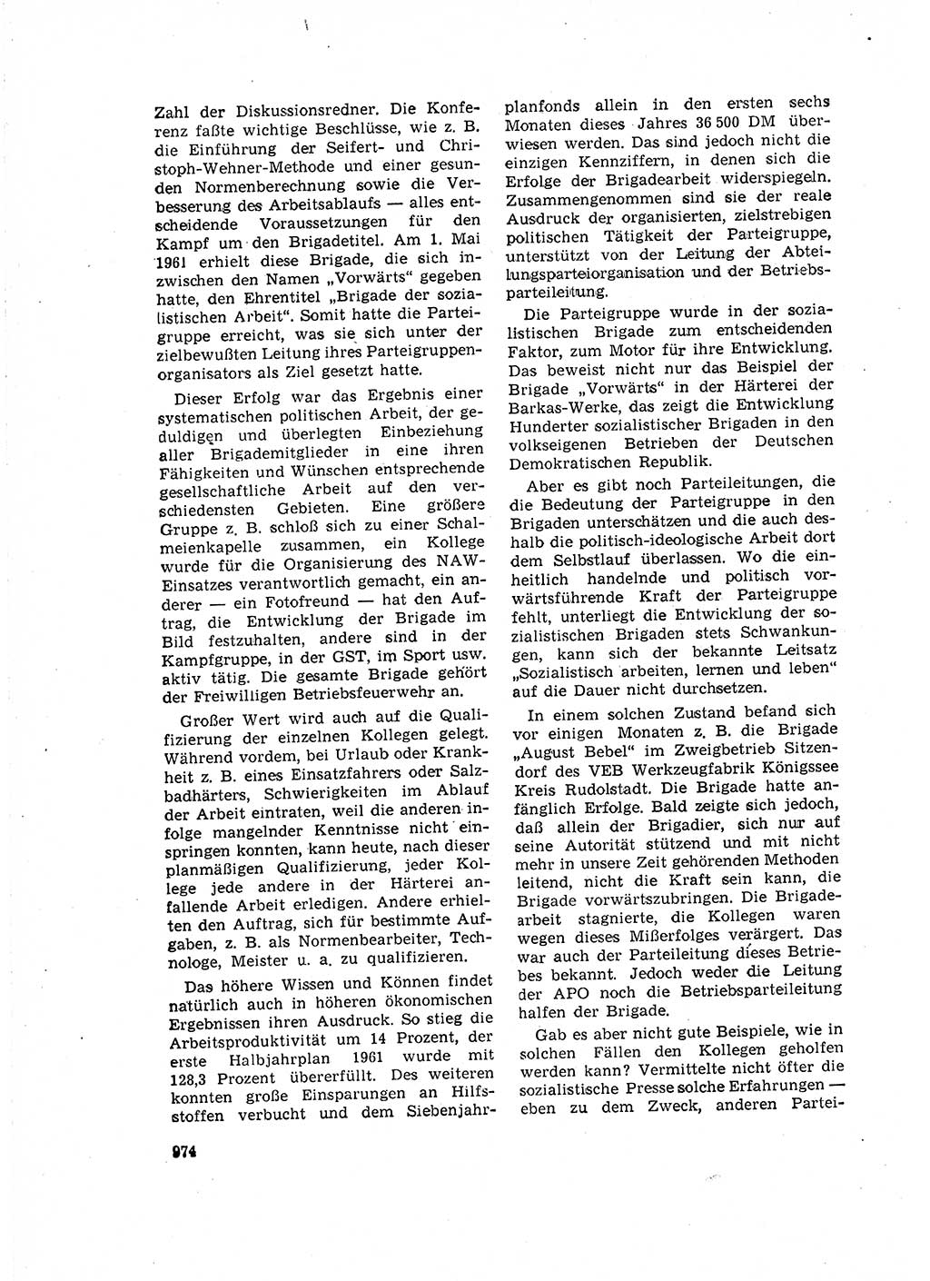 Neuer Weg (NW), Organ des Zentralkomitees (ZK) der SED (Sozialistische Einheitspartei Deutschlands) für Fragen des Parteilebens, 16. Jahrgang [Deutsche Demokratische Republik (DDR)] 1961, Seite 974 (NW ZK SED DDR 1961, S. 974)